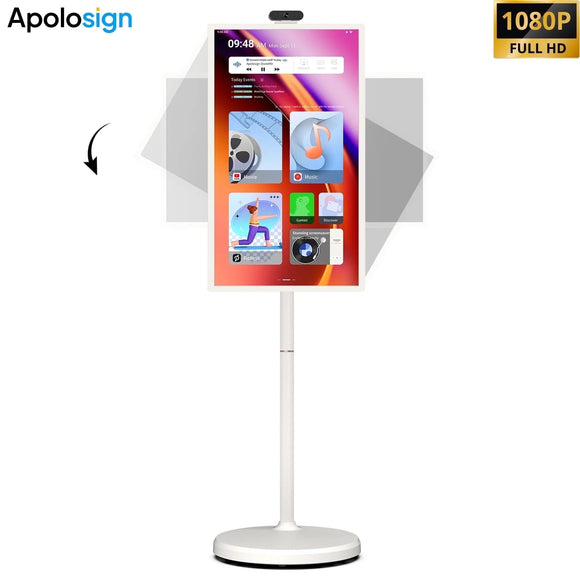 Apolosign 32 inch FHD Smart Portable TV 2nd Gen, Android 14 With Google Play, 16gb Memory 128gb Storage, Built-in 15000mAh Battery, 8MP Camera Full Swivel Rotation