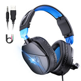Aptkdoe Gaming Headsets for PC, Gaming Headphones with Noise Canceling Mic, PS5 PS4 Headset with Soft Memory Earmuffs, LED Light, Stereo Sound, 2m Wired Over Ear Headphones for Xbox One, Laptop, Mac