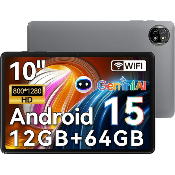 Blackview Android Tablet Tab 20 Wifi 4GB RAM 64GB ROM 10.1 inch Tablet with Case Wi-Fi 6 Google GMS, Gray