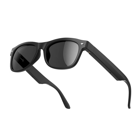 WeariQ Bluetooth Smart Glasses – Matte Black Audio Sunglasses – Black Polarized Lenses, Open-Ear Speaker, 10-Hour Playtime, Hands-Free Calls, Voice AssistantHands-Free Calls & Music
