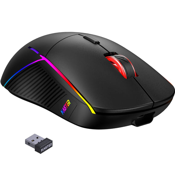 FFN Wireless Gaming Mouse,Colorful 9 Backlight,16000 DPI,75H Battery Standby,3 Mode USB-C/2.4G/Dual Bluetooth 5.0 Portable Rechargeable Gaming Mice for PC/PS5/Mac Computer and Laptop/Tablet-Black