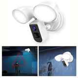 Floodlight Camera,Wried Smart security camera,Motion Sensor outdoor lights,1080p HD Live Video Night Vision, Built-in Siren, Two-Way Audio,Works with Alexa