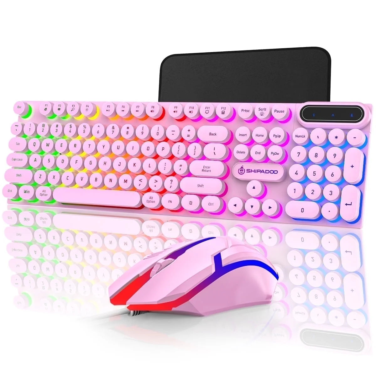 Wired Keyboard & Mouse Combo, Retro Punk RGB Backlit Gaming Keyboard a ...