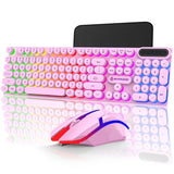 Wired Keyboard & Mouse Combo, Retro Punk RGB Backlit Gaming Keyboard and Mouse W/Multimedia and Shortcut Keys, PC Gaming Keyboard, Office Keyboard for Working or Primer Gaming, Office Device, Pink