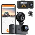 KQJQS 3 Channel Dash Cam Front and Rear Inside,4K Full UHD Dash Camera for Cars,Car Camera with IR Night Vision, 24 Hours Recording,Loop Recording, G-Sensor,Support 32 GB Max