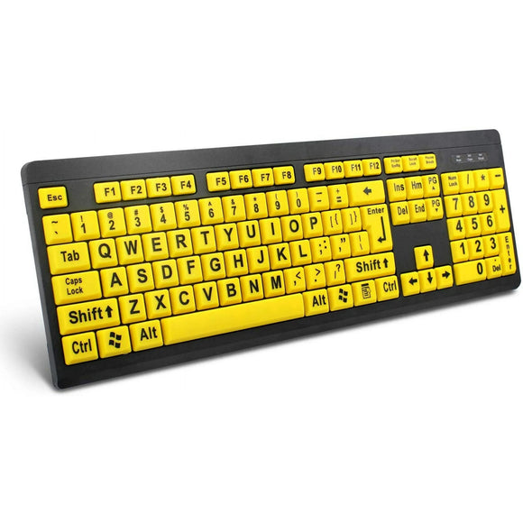Large Print Computer Keyboard, Wired USB High Contrast Keyboard with Oversized Print Letters for Visually Impaired Low Vision Ind