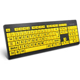 Large Print Computer Keyboard, Wired USB High Contrast Keyboard with Oversized Print Letters for Visually Impaired Low Vision Ind