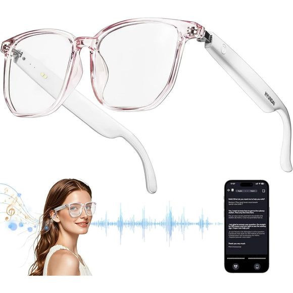 MUSICOZY AI Translator Smart Glasses for Men Women, Bluetooth Audio Glasses with 110+ Translation,Smart Glasses Real-Time Translation, Multifunctional Bluetooth Glasses Open Ear Lighweight (White)