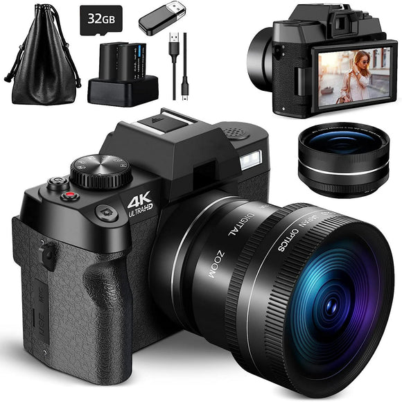 NBD Digital Camera 4K Ultra HD 48MP All-in-One Vlogging Camera with Wide Angle Lens, Digital Zoom 16x and 3