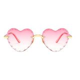 Penkiiy Heart Shaped Sunglasses Rimless Candy Color Glasses for Women Men Party Favor Pink