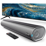 Posrue 50W Sound Bar, 16 inch Bluetooth TV Speaker with Remote & 2 Built-in Full-frequency Speakers, Wireless Soundbar for TV Home Theater & Audio, Iron Gray
