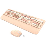RaceGT Colorful Cute Wireless Keyboard and Mouse, Adjustable Tilt, Wireless Computer Keyboard & Mouse, with USB & Mouse, Brown, New, Milk Tea