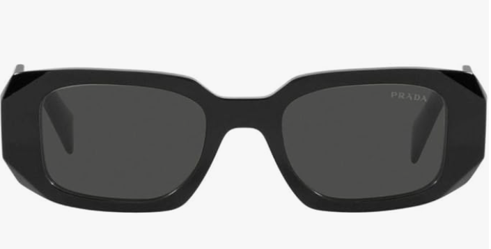 小物 PRADA archive under rim sunglasses Prada PR 17WS 1AB5S0 Unisex Black Plastic Rectangle Sunglasses