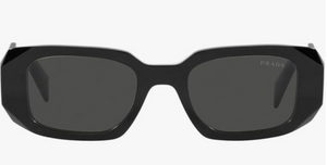 Prada PR 17WS 1AB5S0 Unisex Black Plastic Rectangle Sunglasses Grey Lens
