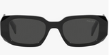 Prada PR 17WS 1AB5S0 Unisex Black Plastic Rectangle Sunglasses Grey Lens