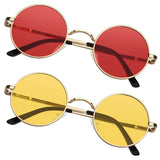 Sunier Round Sunglasses Retro 70s Polarized Hippie Lennon Metal Frame Men Women-2 Pairs