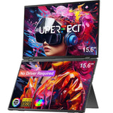 UPERFECT Folding Monitor - Dual 15.6" 1080P 60HZ Portable Monitor Bult-in Stand VESA (Driver Free)