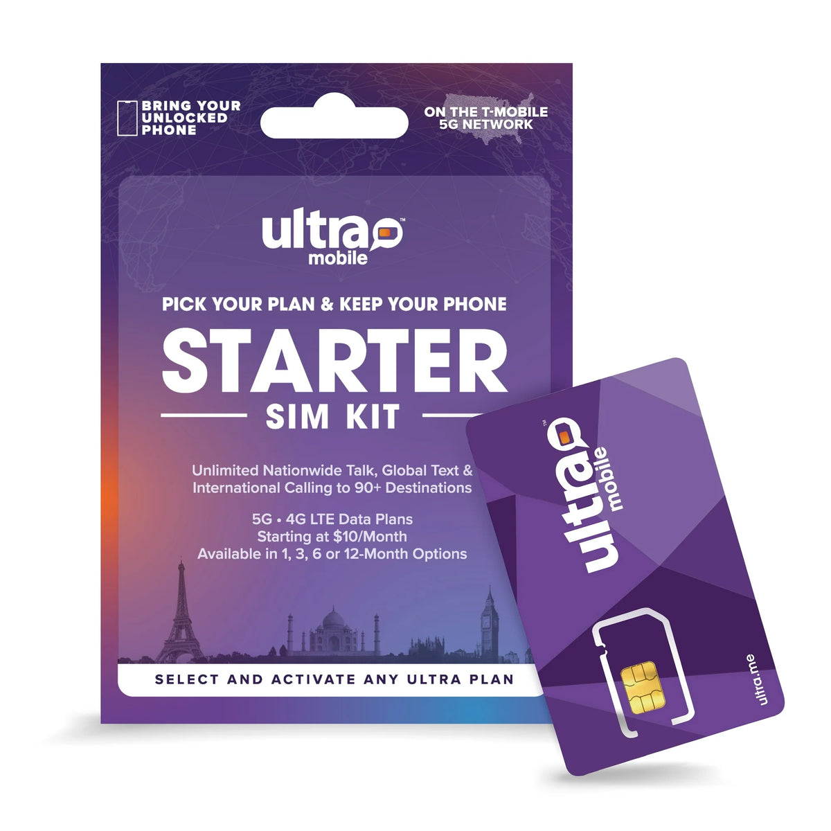 Ultra Mobile SIM Card Starter Kit BYOP Unlimited Talk & Text No Contra ...