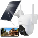 Laxihub Wireless PTZ Outdoor Security Camera - 2K 3MP, Solar-Powered, PIR Human Detection, Clear Color Night Vision, Two-Way Audio, SD/Cloud Storage, 2.4GHz WiFi, IP65 Waterproof