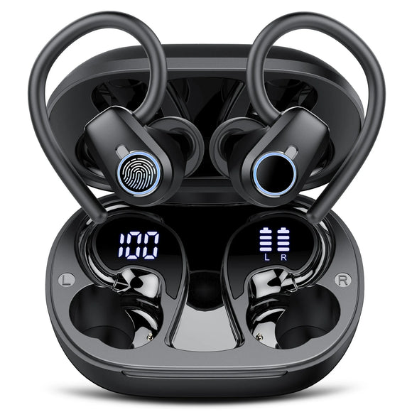 Wireless Earbuds, Bluetooth 5.4 Headphones Sport with 4 ENC Noise Cancelling Mic, 3D Stereo in Ear buds, 50H Wireless Earphones with Earhooks USB-C, IP7 Waterproof Bluetooth Earbuds for Running Gym