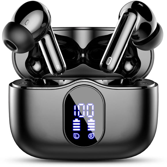Wireless Earbuds, Bluetooth 5.4 Headphones Bass Stereo, Ear Buds with Noise Cancelling Mic LED Display, 36H Playtime in Ear Earphones, IP7 Waterproof Sport Headset for Android iOS
