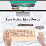 RaceGT Colorful Cute Wireless Keyboard and Mouse, Adjustable Tilt, Wireless Computer Keyboard & Mouse, with USB & Mouse, Brown, New, Milk Tea