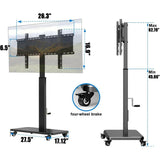 90° Swivel Mobile TV Stand with Power Outlet, tv base stand Rolling TV Stand with Handle to Adjusta Height, Portable Rolling TV Cart on Wheels for 32 to 65 70 75 80 inch TVs up to 110 lbs