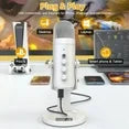 ZealSound USB Microphone,Quick Mute Noise Cancel for Phone Computer PC PS5,Gaming Microphone for Streaming Vocal Recording ASMR Podcast Video K66 White