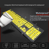Large Print Computer Keyboard, Wired USB High Contrast Keyboard with Oversized Print Letters for Visually Impaired Low Vision Ind