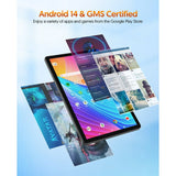 11 Inch Android 14 Tablet 2 in 1 Tablet, Qcta Core, 8GB RAM+128GB ROM+1TB Expand, 2+8MP Camera, 8000mAh Battery, 5G/2.4G WiFi, Bluetooth, Case (Gray)