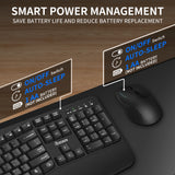 Wireless Keyboard and Mouse Combo, 2.4G Full Size Wave Keys Ergonomic Keyboard with Wrist Rest and 3-Level DPI Adjustable Wireless Ergonomic Mouse for Windows, Mac OS Desktop/Laptop/PC(Black)