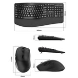 Wireless Keyboard and Mouse Combo, 2.4G Full Size Wave Keys Ergonomic Keyboard with Wrist Rest and 3-Level DPI Adjustable Wireless Ergonomic Mouse for Windows, Mac OS Desktop/Laptop/PC(Black)