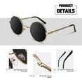 Sunier Round Sunglasses Retro 70s Polarized Hippie Lennon Metal Frame Men Women-2 Pairs