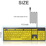 Large Print Computer Keyboard, Wired USB High Contrast Keyboard with Oversized Print Letters for Visually Impaired Low Vision Ind