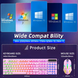 Wired Keyboard & Mouse Combo, Retro Punk RGB Backlit Gaming Keyboard and Mouse W/Multimedia and Shortcut Keys, PC Gaming Keyboard, Office Keyboard for Working or Primer Gaming, Office Device, Pink