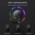 FFN Wireless Gaming Mouse,Colorful 9 Backlight,16000 DPI,75H Battery Standby,3 Mode USB-C/2.4G/Dual Bluetooth 5.0 Portable Rechargeable Gaming Mice for PC/PS5/Mac Computer and Laptop/Tablet-Black