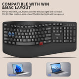Wireless Keyboard and Mouse Combo, 2.4G Full Size Wave Keys Ergonomic Keyboard with Wrist Rest and 3-Level DPI Adjustable Wireless Ergonomic Mouse for Windows, Mac OS Desktop/Laptop/PC(Black)