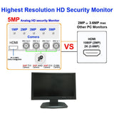 1stPV CCTV Display Monitor for Security Camera System 19.5" 3D Analog Full HD 16:9 5MP HDMI BNC VGA 5MP DVR NVR Home Office Network Camera Direct Connectivity and Highest Resolution
