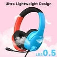 FONHAID Gaming Headset for Switch, Gaming Headphones with Microphone Noise-Canceling for PS5, Switch, PC, Wired Headset with Microhphone, Red&Blue