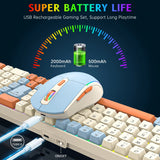 CshidWorld Wireless Gaming Keyboard and Mouse Combo 85 Key Rainbow Backlit, Rechargeable 2000mAh, Dual-Mode 2.4GHz & BT5.0, Ergonomic Design for or Mac, Laptop, Desktop