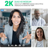 1440P HD Webcam with Microphone, Streaming Computer Web Camera USB PC Desktop Laptop Webcam with Stand/Privacy Cover/Tripod Stand, Autofocus, Noise Reduction for Video Calling/Zoom/Meeting