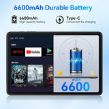 Blackview Android Tablet Tab 20 Wifi 4GB RAM 64GB ROM 10.1 inch Tablet with Case Wi-Fi 6 Google GMS, Gray