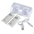 For Nintendo Wii Controller & Wii U Remote - Dual Charger Charging Dock with 2x Rechargeable 2800 mAh Battery, White