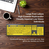 Large Print Computer Keyboard, Wired USB High Contrast Keyboard with Oversized Print Letters for Visually Impaired Low Vision Ind