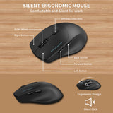 Wireless Keyboard and Mouse Combo, 2.4G Full Size Wave Keys Ergonomic Keyboard with Wrist Rest and 3-Level DPI Adjustable Wireless Ergonomic Mouse for Windows, Mac OS Desktop/Laptop/PC(Black)