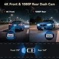 REDTIGER 4K Dash Cam Front and Rear, 3.18" IPS Touch Screen Car Camera, Dual Dash cam with 64GB Card, Built-in GPS, Super Night Vision, 24H Parking Monitor, G-Sensor, Loop Recording