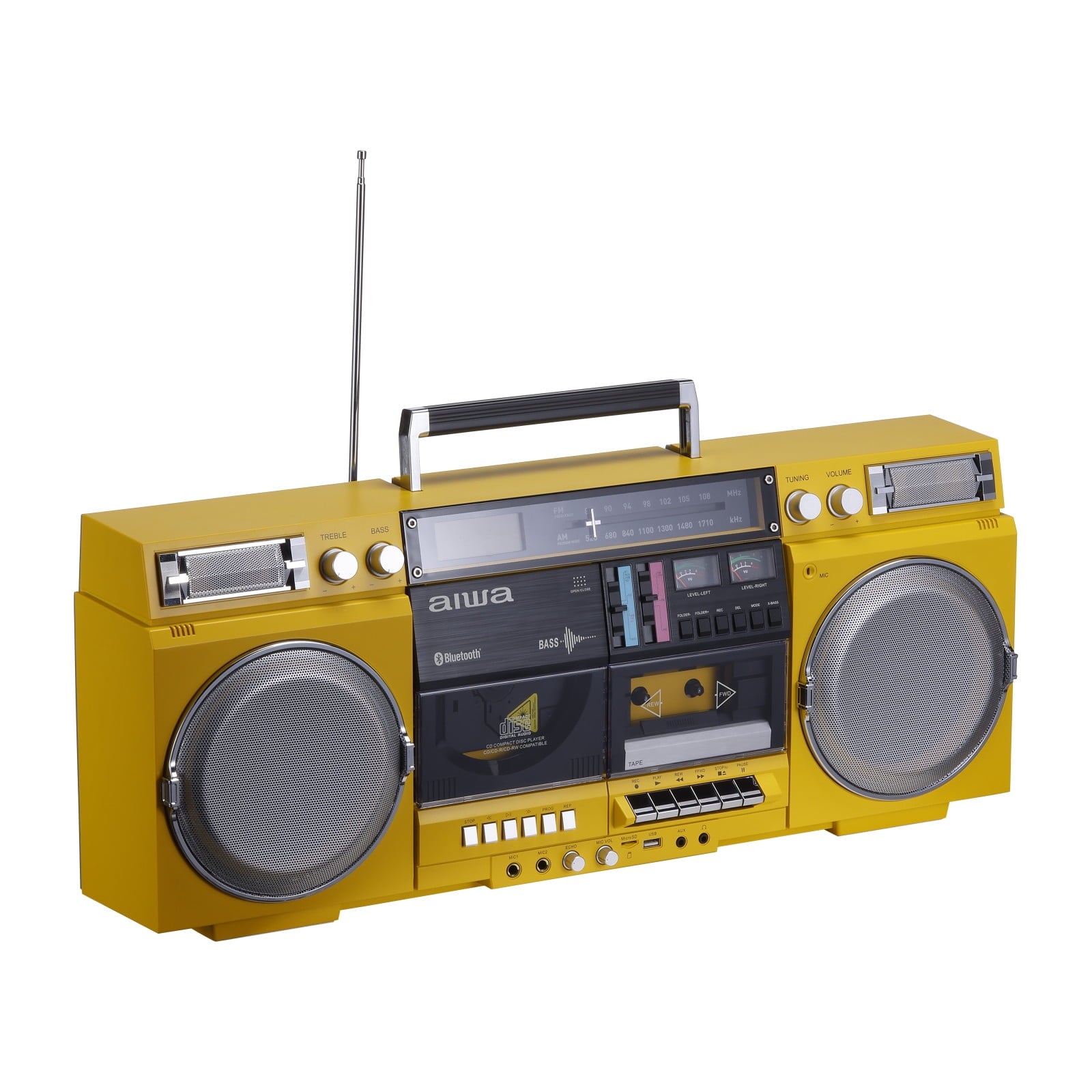 aiwa Retro Boombox CD Player with Cassette Recording, Bluetooth 5.0, VU Meters, LCD Display, Dual 40W Speakers - Thumbnail 5