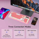 FFN Wireless Gaming Keyboard with Knob, 99 Keys Compact RGB Backlit, Tri-Mode BT5.0/2.4GHz/USB-C Wired, Rechargeable Membrane Keyboard with Long Battery Life for Win/Mac/iOS/Android