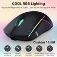 FFN Wireless Gaming Mouse,Colorful 9 Backlight,16000 DPI,75H Battery Standby,3 Mode USB-C/2.4G/Dual Bluetooth 5.0 Portable Rechargeable Gaming Mice for PC/PS5/Mac Computer and Laptop/Tablet-Black