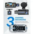 3 Channel Dash Cam, 4K/2.5K+1440P Dash Cam Front and Rear Inside, Dash Camera for Cars, Triple Car Camera with 32GB Card, G-Sensor, 24Hr Parking, Loop Recording, IR Night Vision, Blue